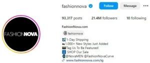 Fashion Nova Instagram