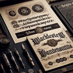 Blackletter typefaces, also known as Gothic script.