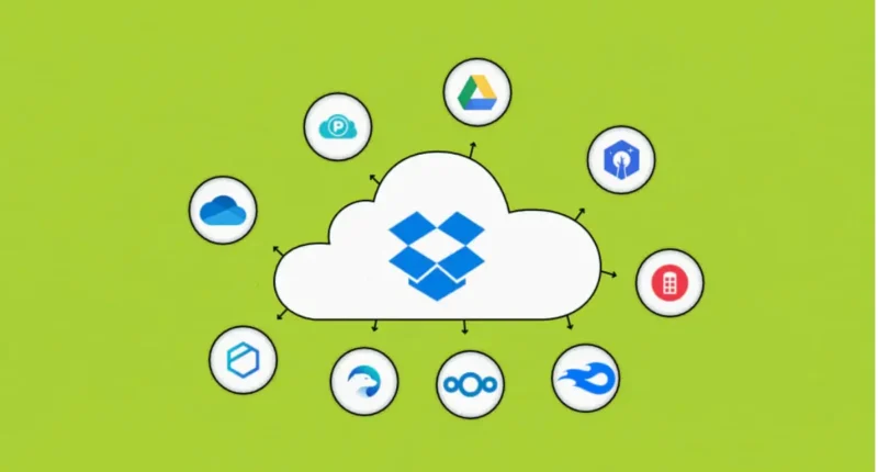 Various cloud service logos representing Dropbox alternatives for safe and easy file storage.