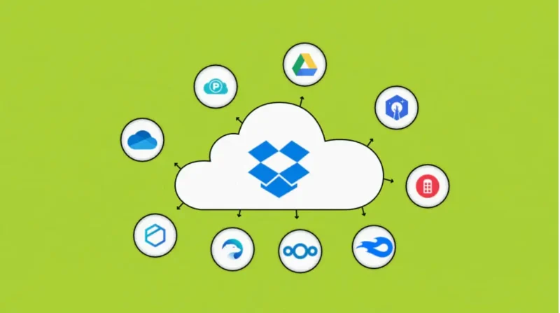 Various cloud service logos representing Dropbox alternatives for safe and easy file storage.