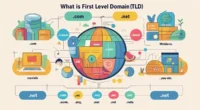 Illustration showing parts of a domain name: subdomain, second-level domain, and first-level domain (.com)