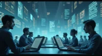 Humans and AI bots interact in a digital space flooded with automated content.