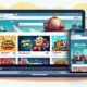 Top browser games on laptop and phone screens with game icons around.