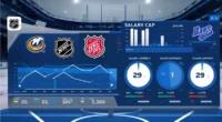 NHL team dashboard with stats, salary cap, and contracts.