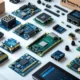 Newark Electronics components and tools on a desk.