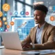 Digital marketing strategist planning campaigns with laptop