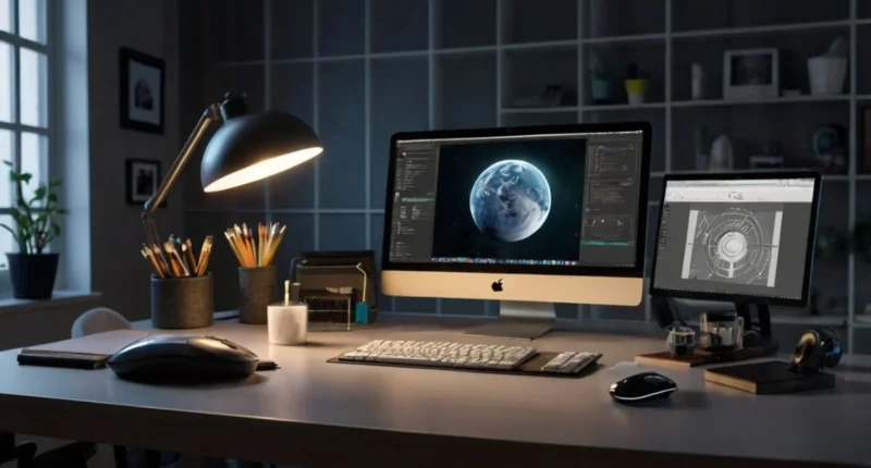 A designer using a SpaceMouse and traditional mouse together while working on a 3D model in CAD software.