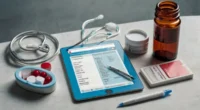 Panadol Extra tablet pack with safety checklist showing dosage, precautions, and warnings in a clean medical flat-lay design.