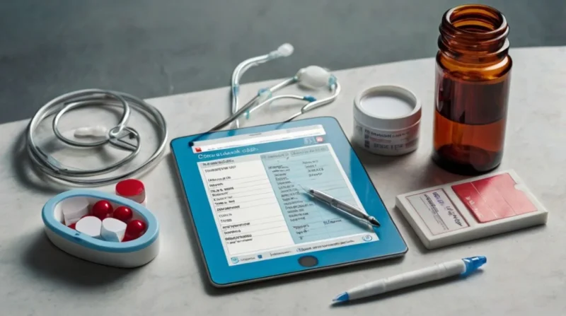Panadol Extra tablet pack with safety checklist showing dosage, precautions, and warnings in a clean medical flat-lay design.