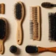 image showing four different hair brushes labeled with their bristle types and uses