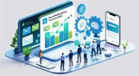 a large holographic display showing email marketing trends for 2025