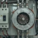 CB current transformer installed on a circuit breaker in an electrical panel.