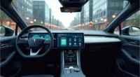 Smart car dashboard running eplus4car system in an electric vehicle.