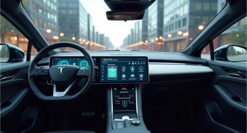 Smart car dashboard running eplus4car system in an electric vehicle.