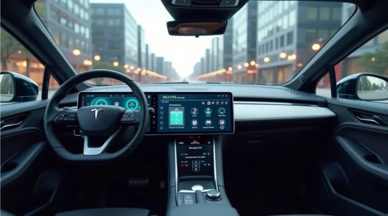 Smart car dashboard running eplus4car system in an electric vehicle.