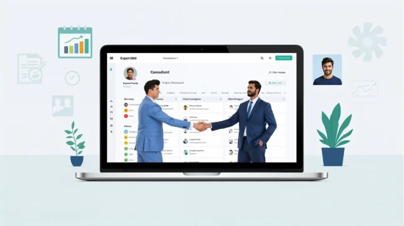 Expert360 platform with consultant profiles and virtual client collaboration.