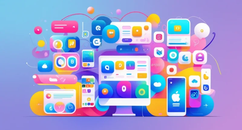 User comparing website and mobile app interfaces on laptop and smartphone