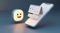 Modern digital assistant icon next to a phone and calendar showing an automatic reminder.