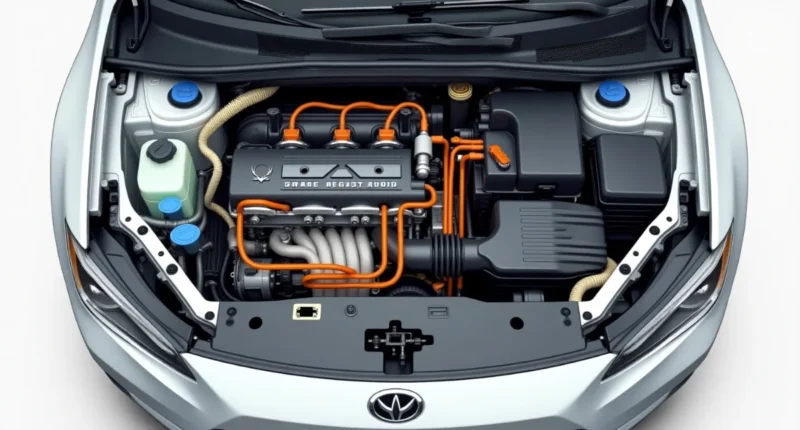 Diagram of a car engine showing coil-on-plug ignition coils mounted directly with cop wires