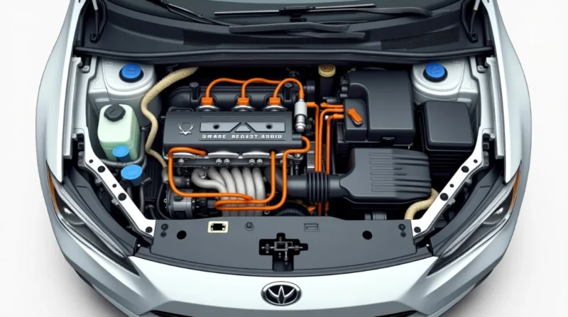 Diagram of a car engine showing coil-on-plug ignition coils mounted directly with cop wires