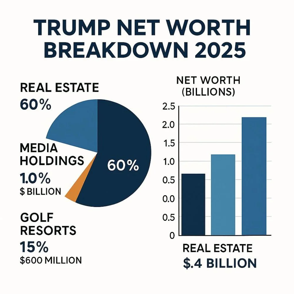 Infographic of Donald Trump’s net worth by category in 2025