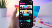 Person editing a viral Instagram Reel on a smartphone with music beats, text overlays, and transitions visible on the screen