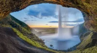 Beautiful waterfall on Iceland