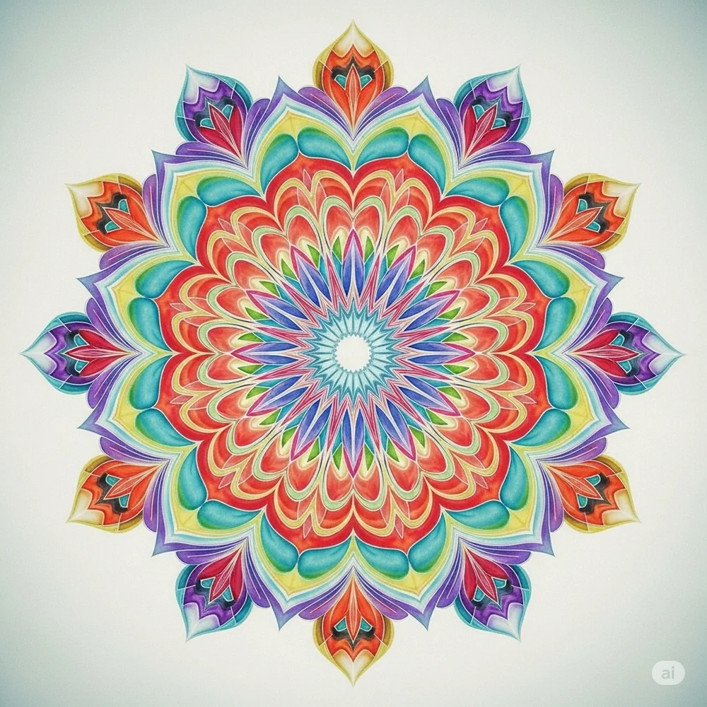 Mandala symbol representing wholeness, inner focus, and harmony in yoga and meditation.