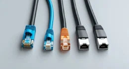 Different types of internet cables including Ethernet, coaxial, and fiber optic