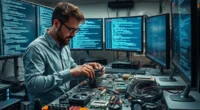 a man working in computer lab