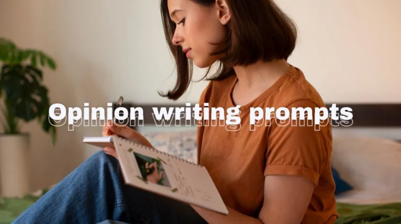Girl works on opinion writing prompts