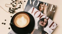 A fashion-inspired mockup of the New Vogue magazine cove