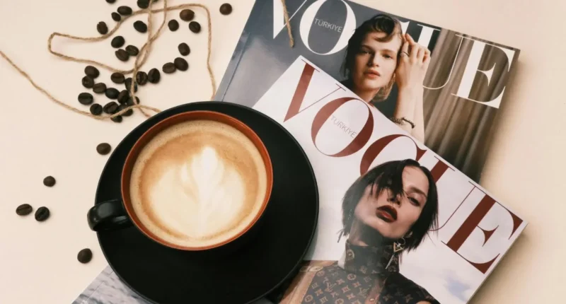 A fashion-inspired mockup of the New Vogue magazine cove