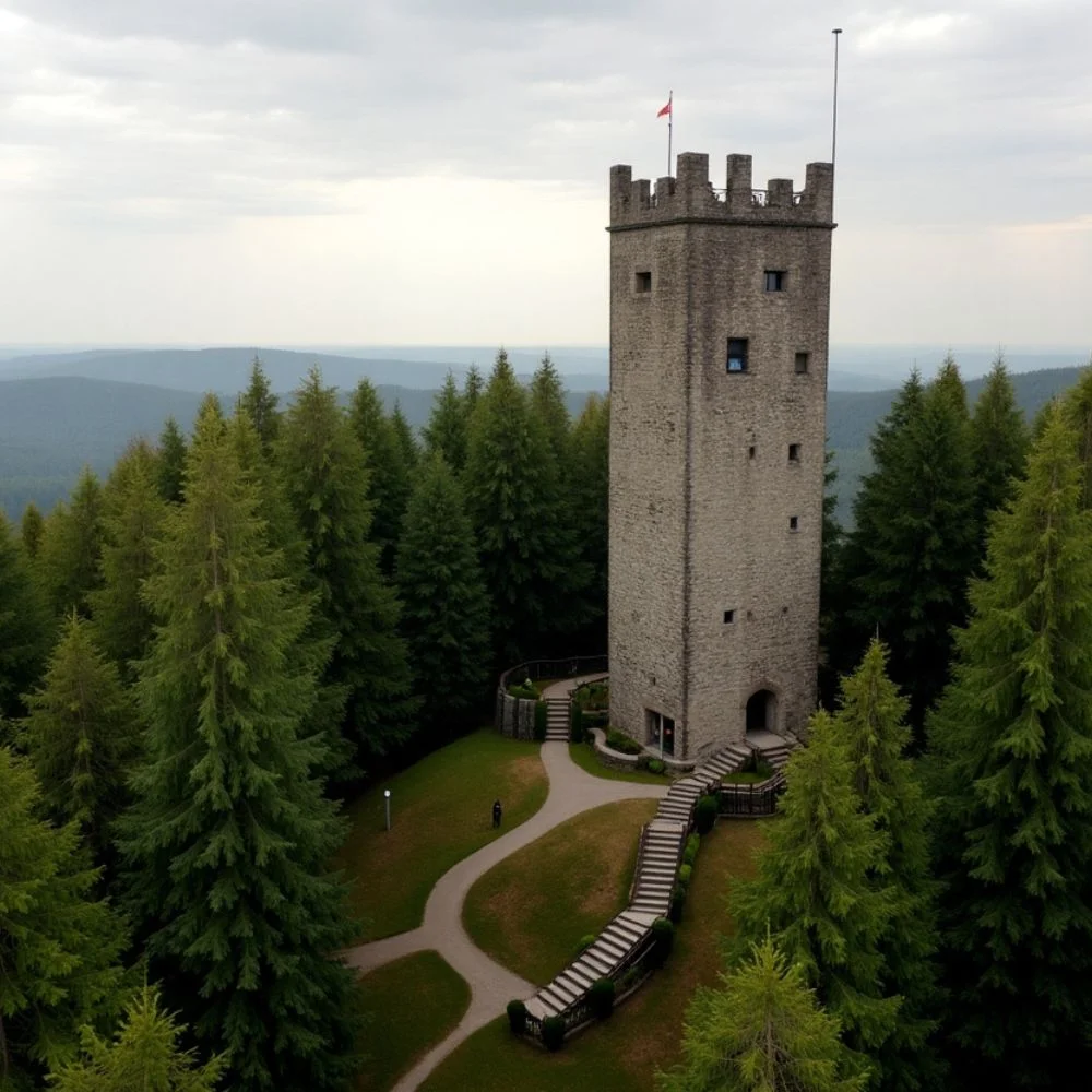 Scenic view over the Ruhr River from Blankenstein Castle tower