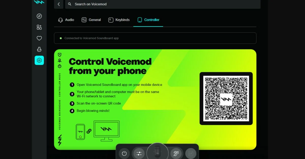 Voicemod mobile app controlling soundboard remotely on a phone and PC