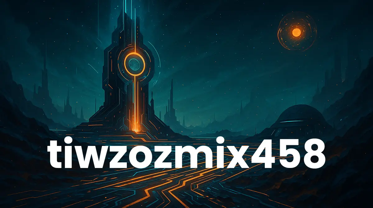 Futuristic cyberpunk landscape with glowing structures and digital streams.